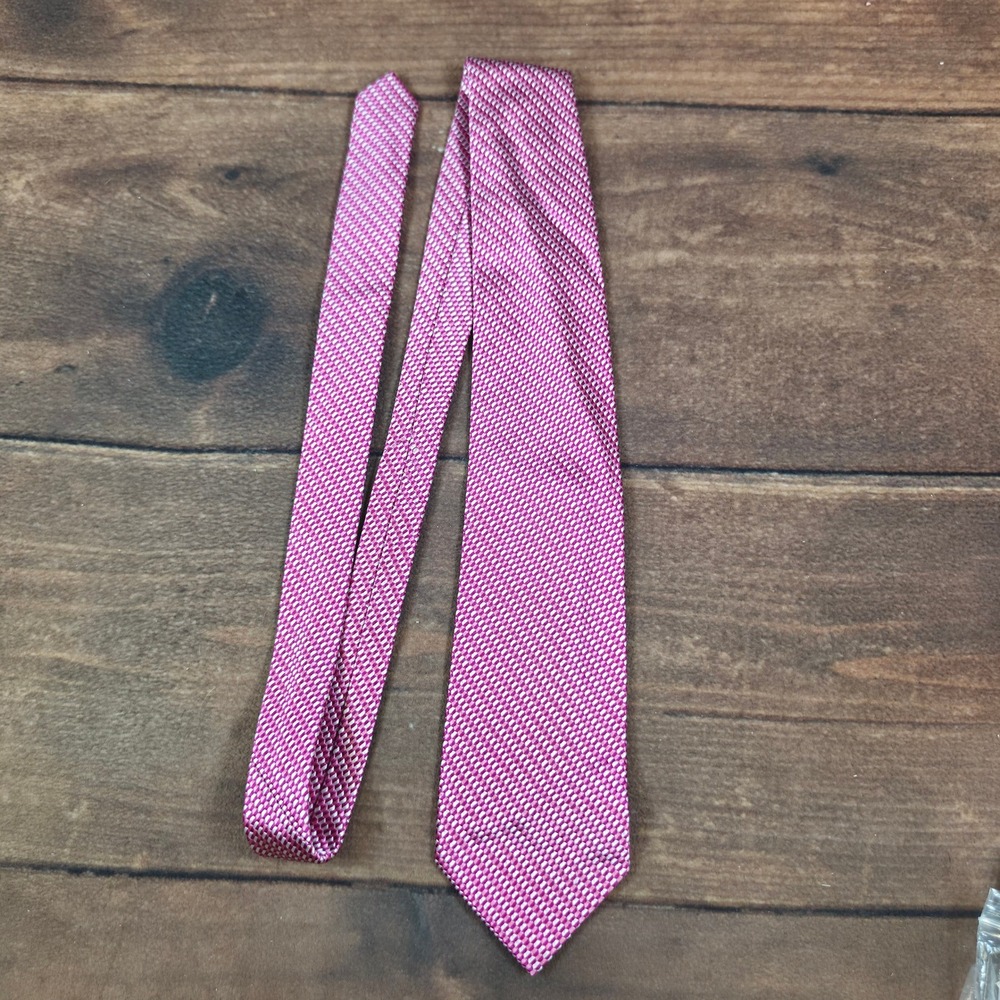 Altea Necktie Mens OS Pink Good Woven Silk Geometric Italian Hand Made Tie